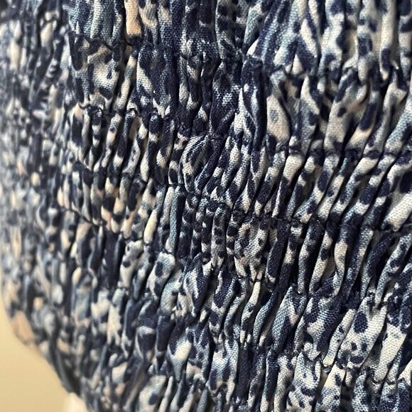 ~ Ecote Lg Boho Crop Top Blue Paisley Pattern Navy Adjustable Convertible Beachy - Picture 4 of 16